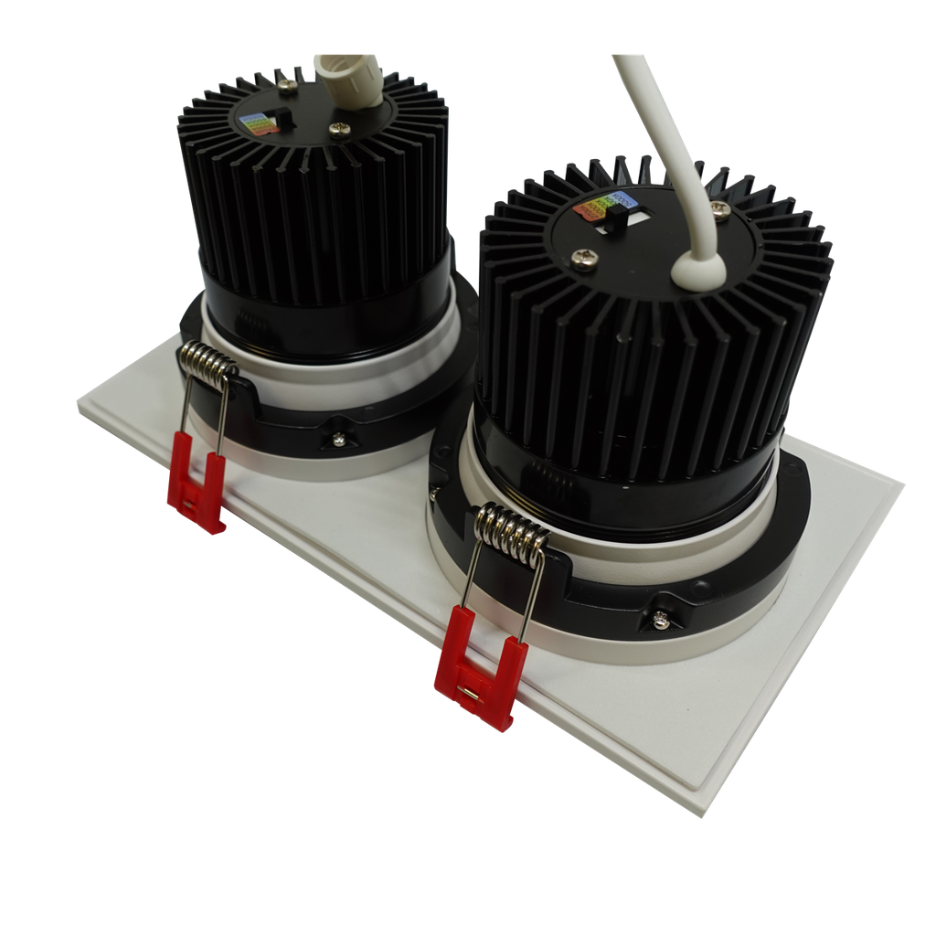 3.5" SQUARE GIMBAL | 24W (2 x 12W heads) | Multi-CCT 27/30/35/40/50K | CRI 90 IC-Rated | White Finish RENO-LED-AURA-35-S24W-5CCT-WH-SQ