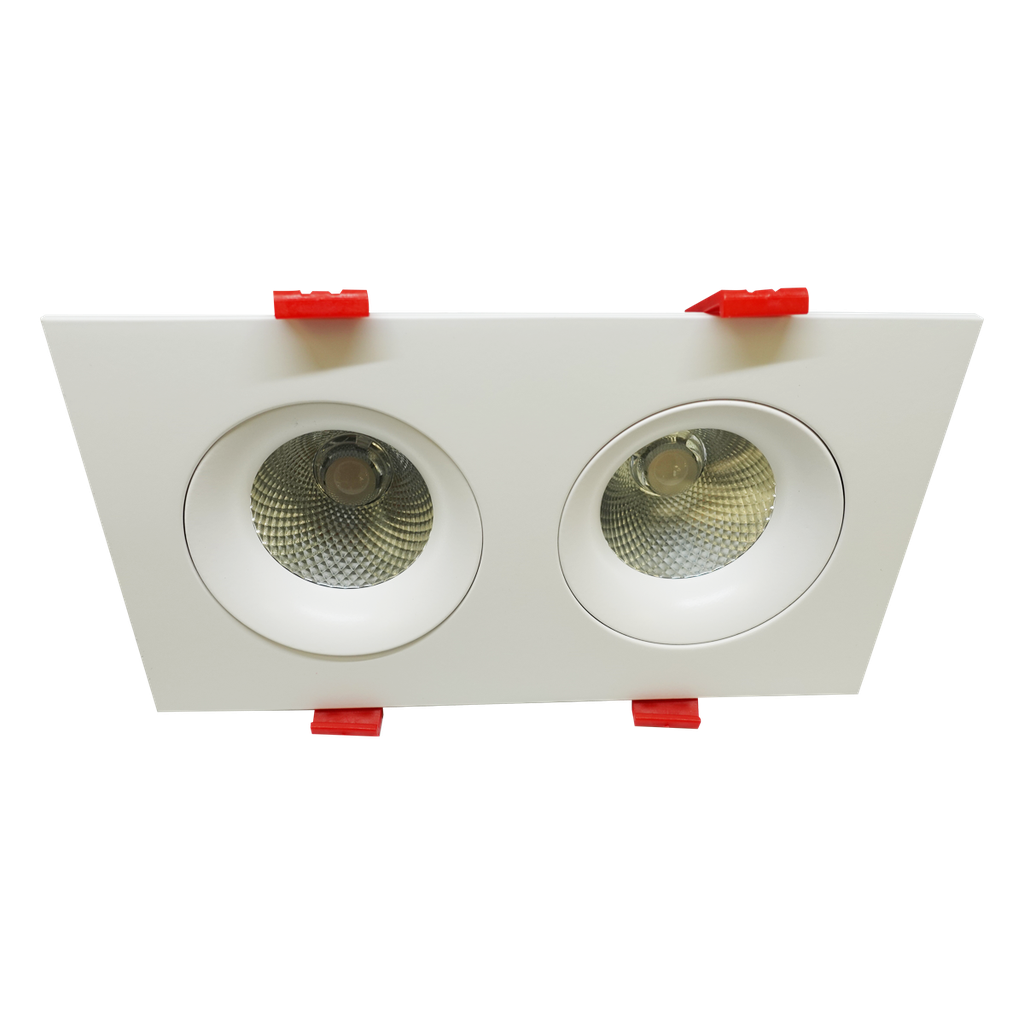 3.5" SQUARE GIMBAL | 24W (2 x 12W heads) | Multi-CCT 27/30/35/40/50K | CRI 90 IC-Rated | White Finish RENO-LED-AURA-35-S24W-5CCT-WH-SQ